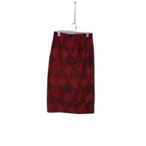 Vtg Briggs skirt Womens 14 red black floral long midi pencil slit Whimsygoth 90s